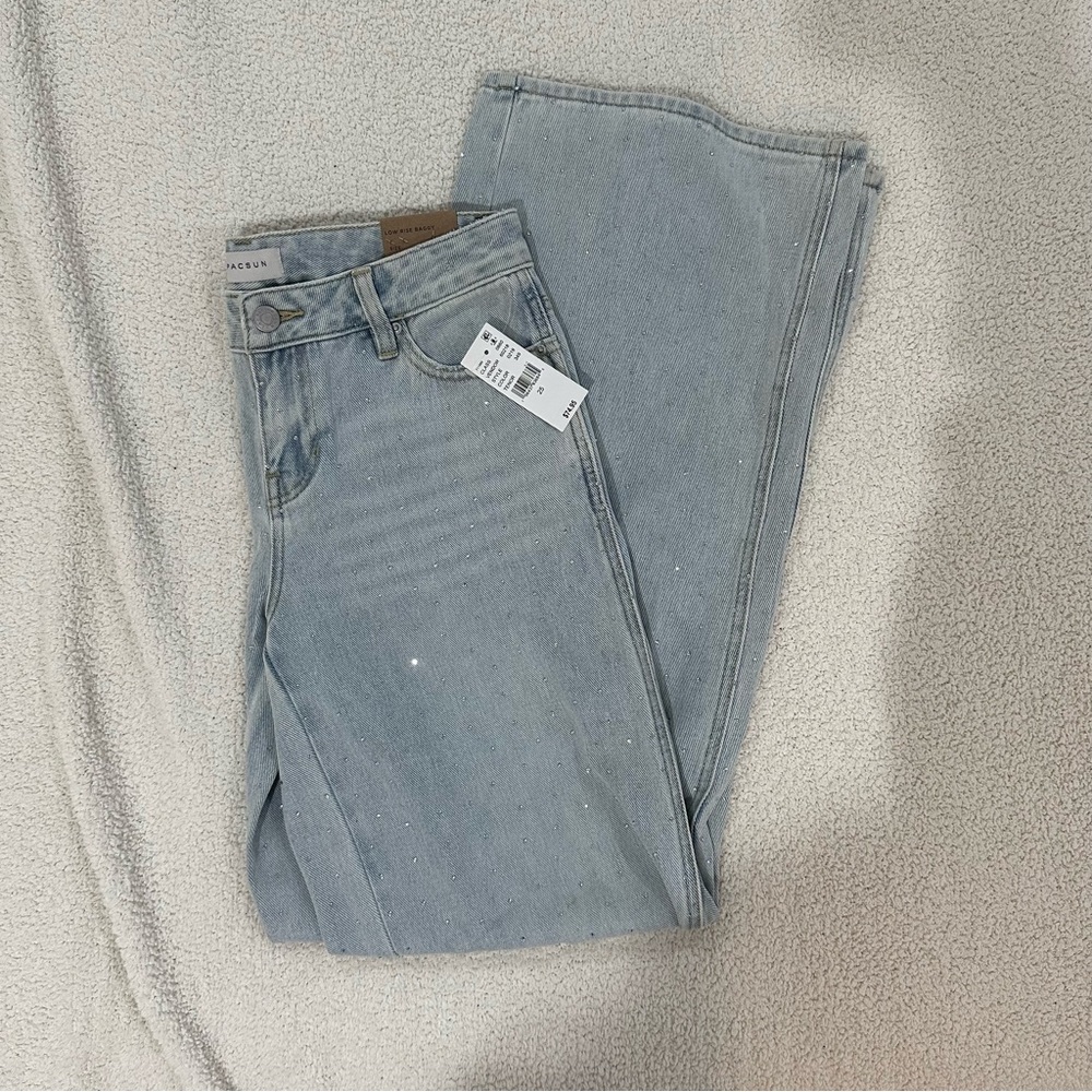 NWT Pacsun low rise baggy wide leg rhinestone jean 25